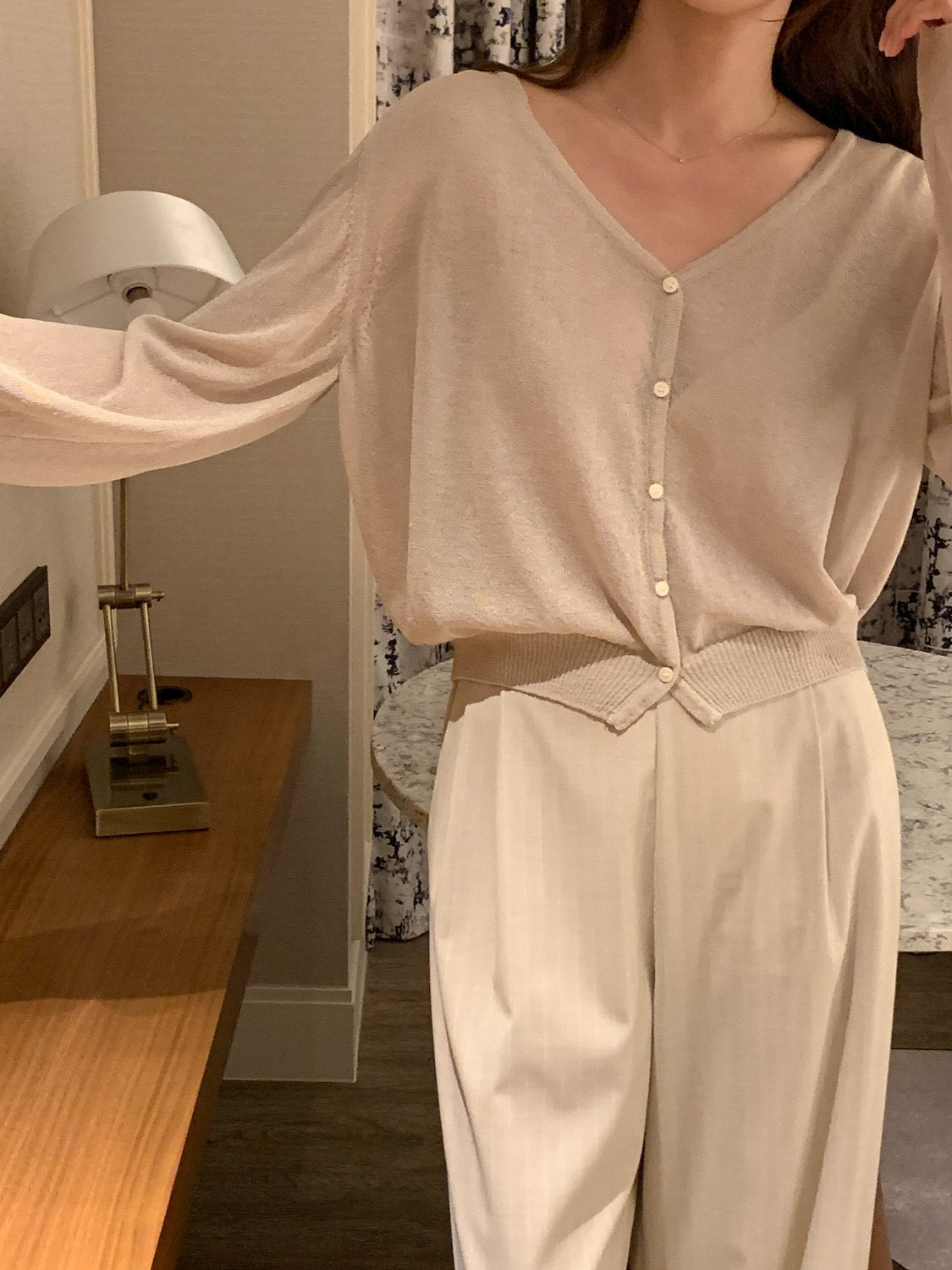 Raglan Linen-Blend Cardigan