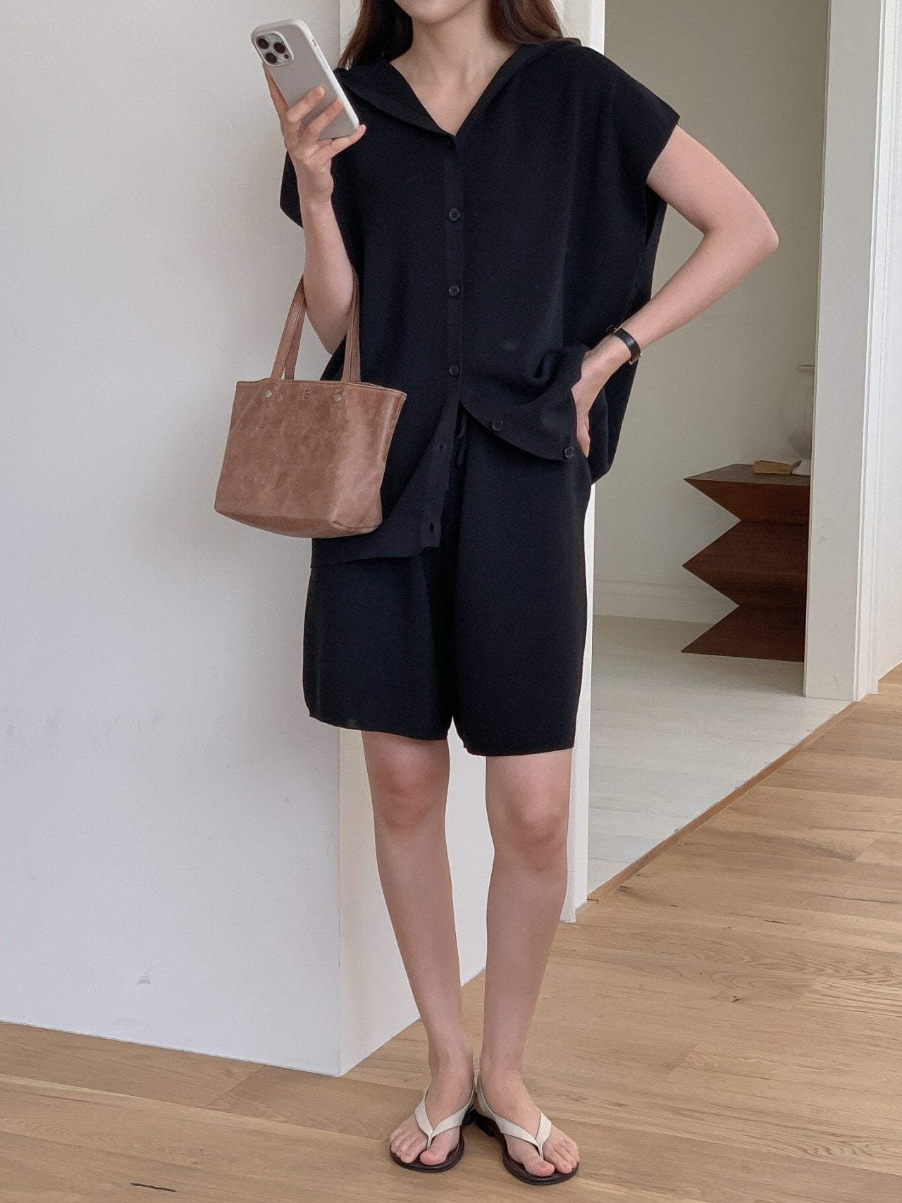 Minimalist Hooded Short Sleeve Set