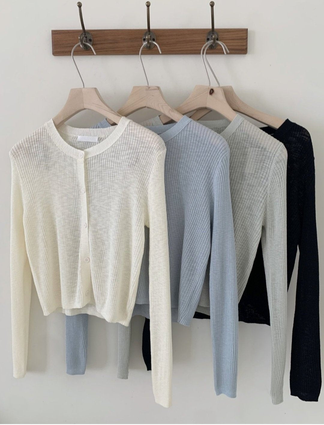 Lightweight Bokashi Rib Knit Cardigan