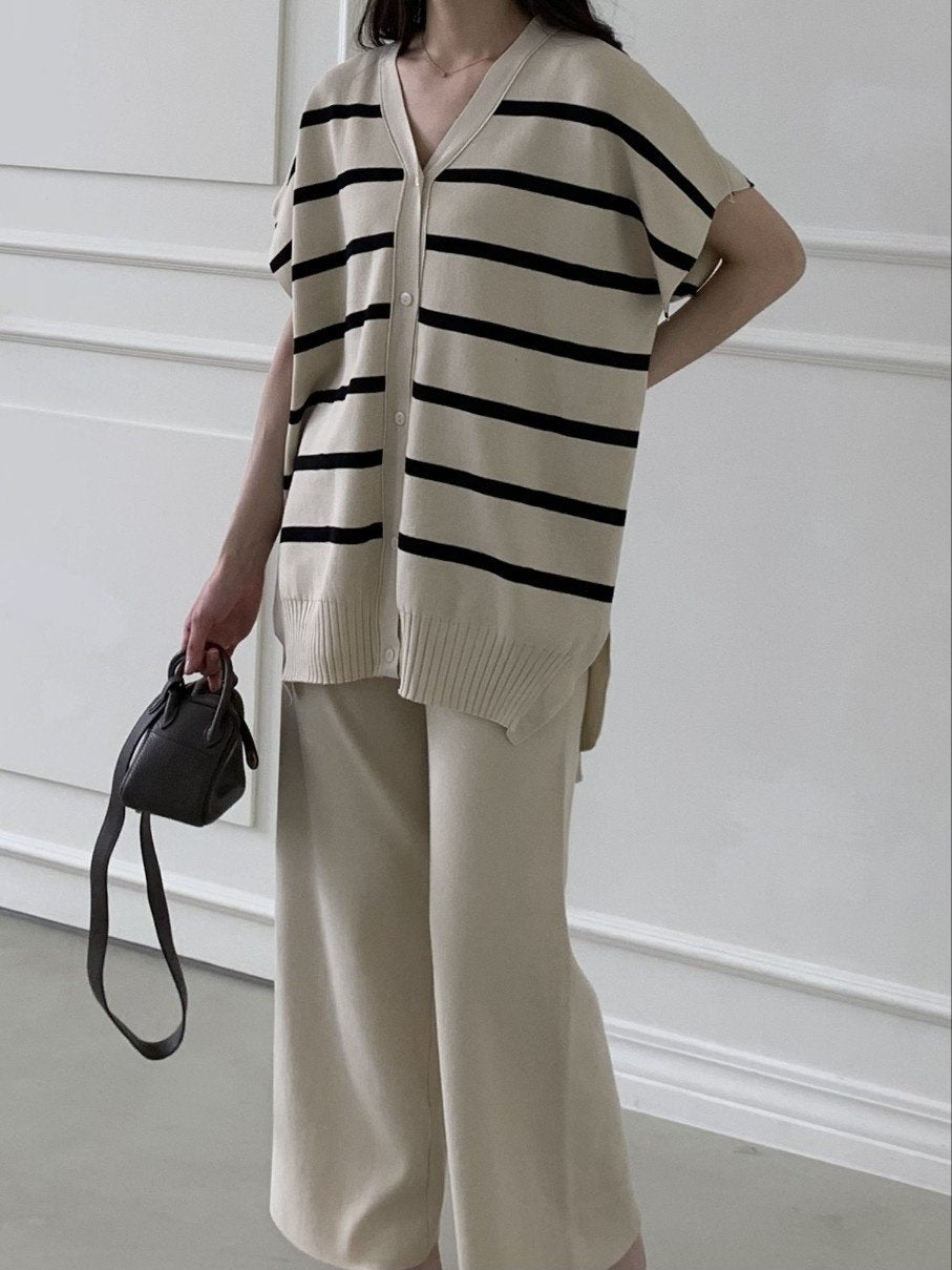 Chic Stripe Knit Two-Piece Set