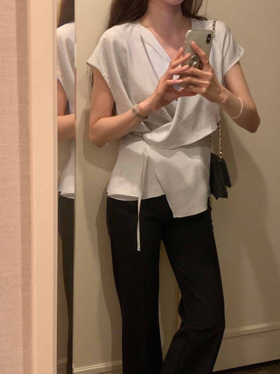 Draped Side-Button Blouse