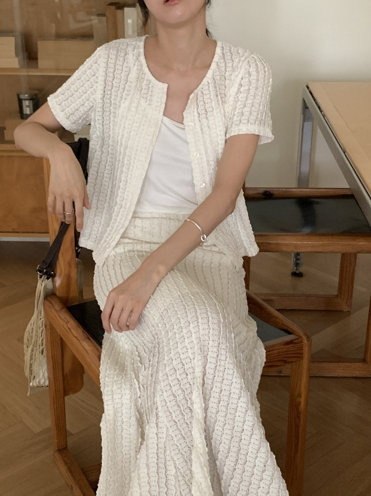 Wave Mermaid Cardigan & Skirt Set