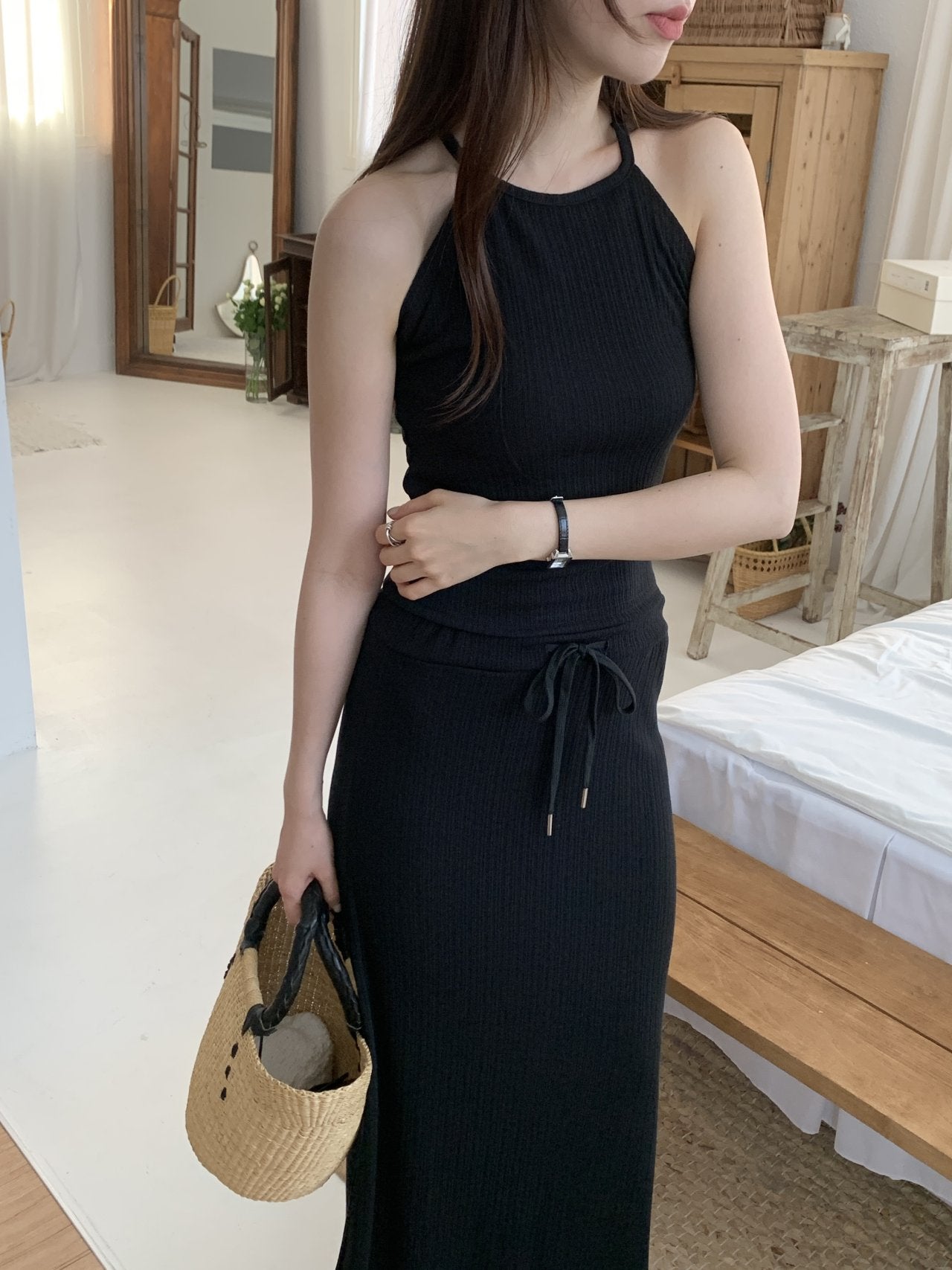 Halter-Neck & Long Skirt Set