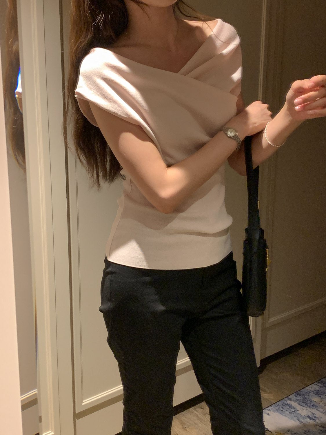 Two-Way Shirred Knit Top