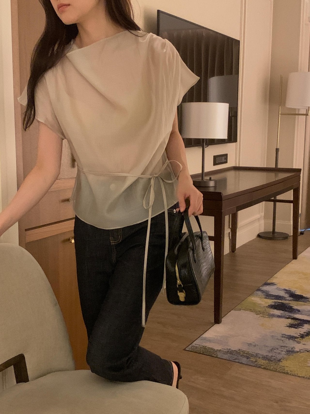 [Best Seller] Petal Sleeve Tencel Blouse