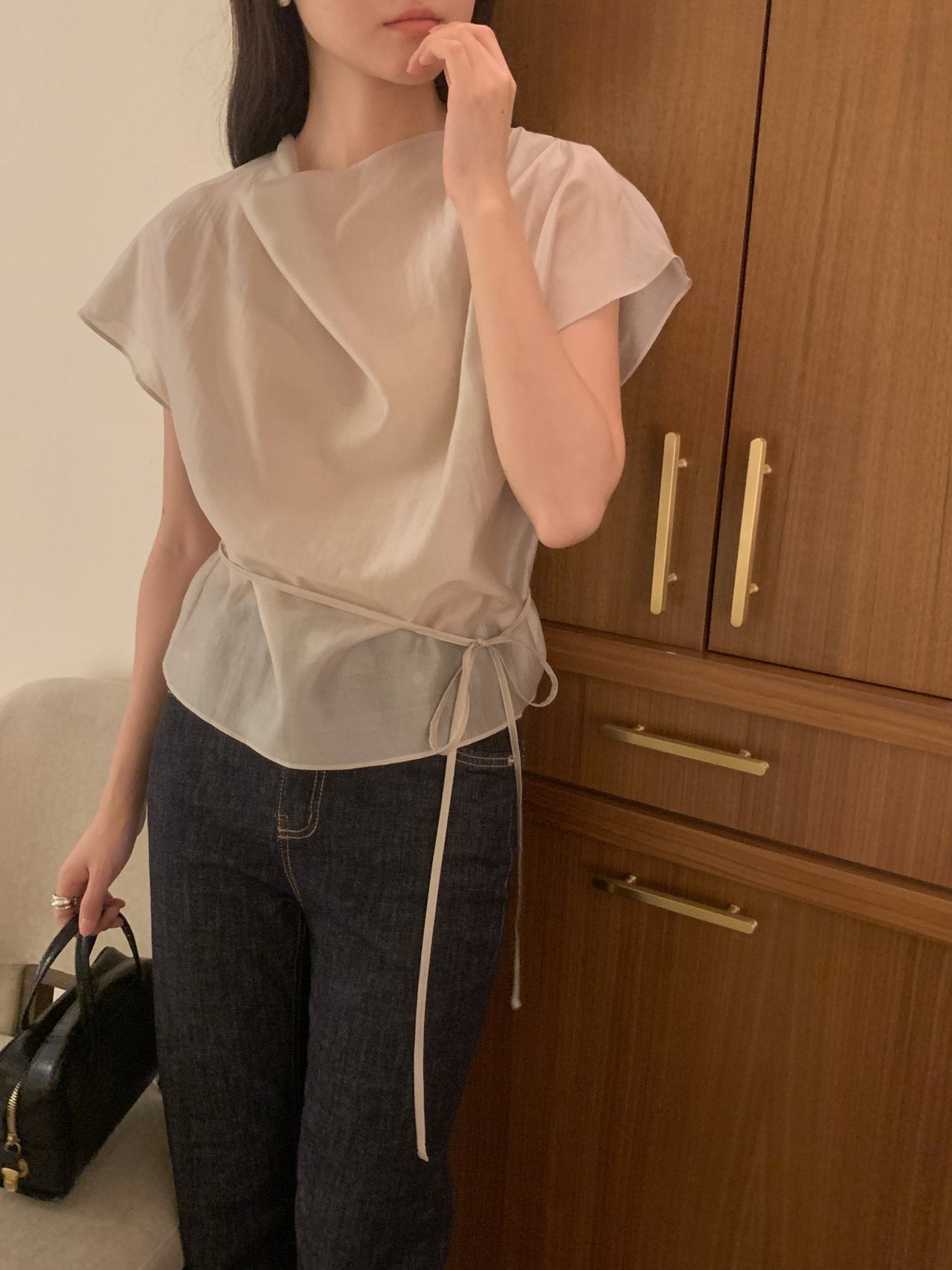 [Best Seller] Petal Sleeve Tencel Blouse