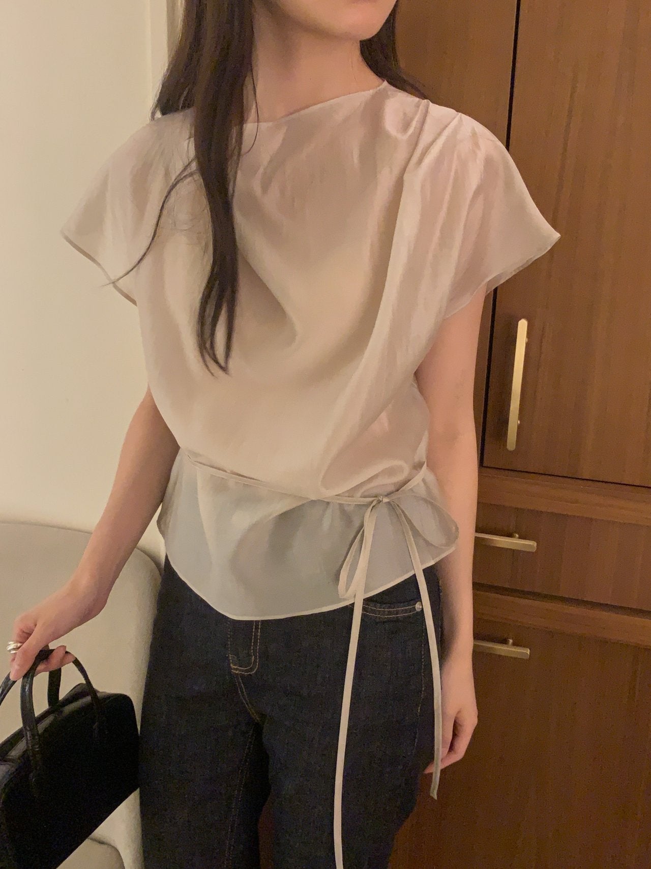 [Best Seller] Petal Sleeve Tencel Blouse