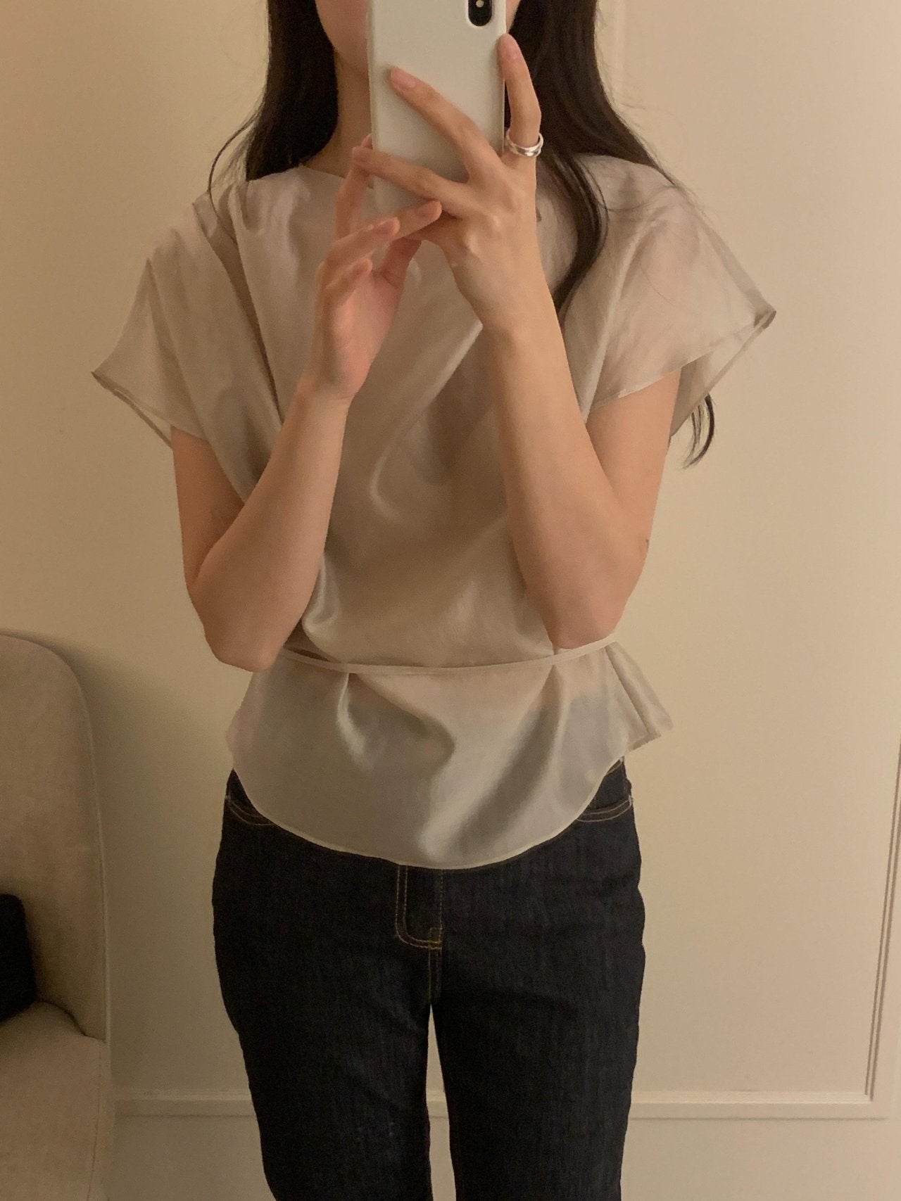[Best Seller] Petal Sleeve Tencel Blouse
