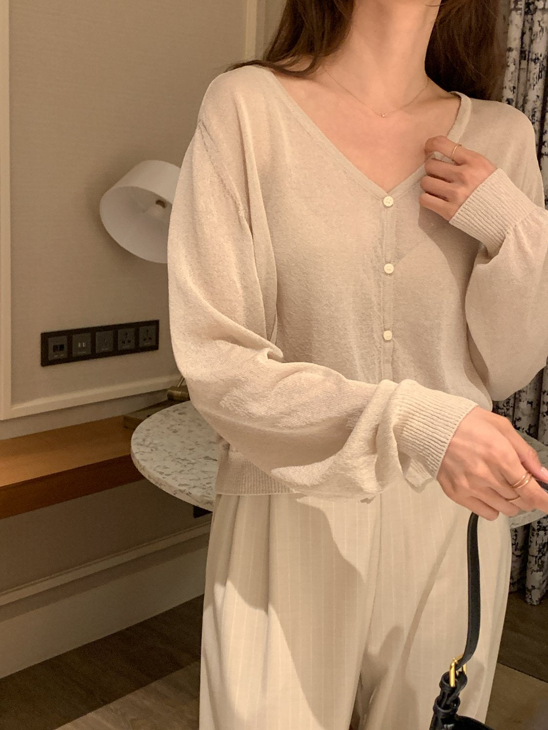 Raglan Linen-Blend Cardigan
