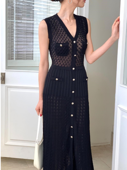 Hexagon Sheer Maxi Dress