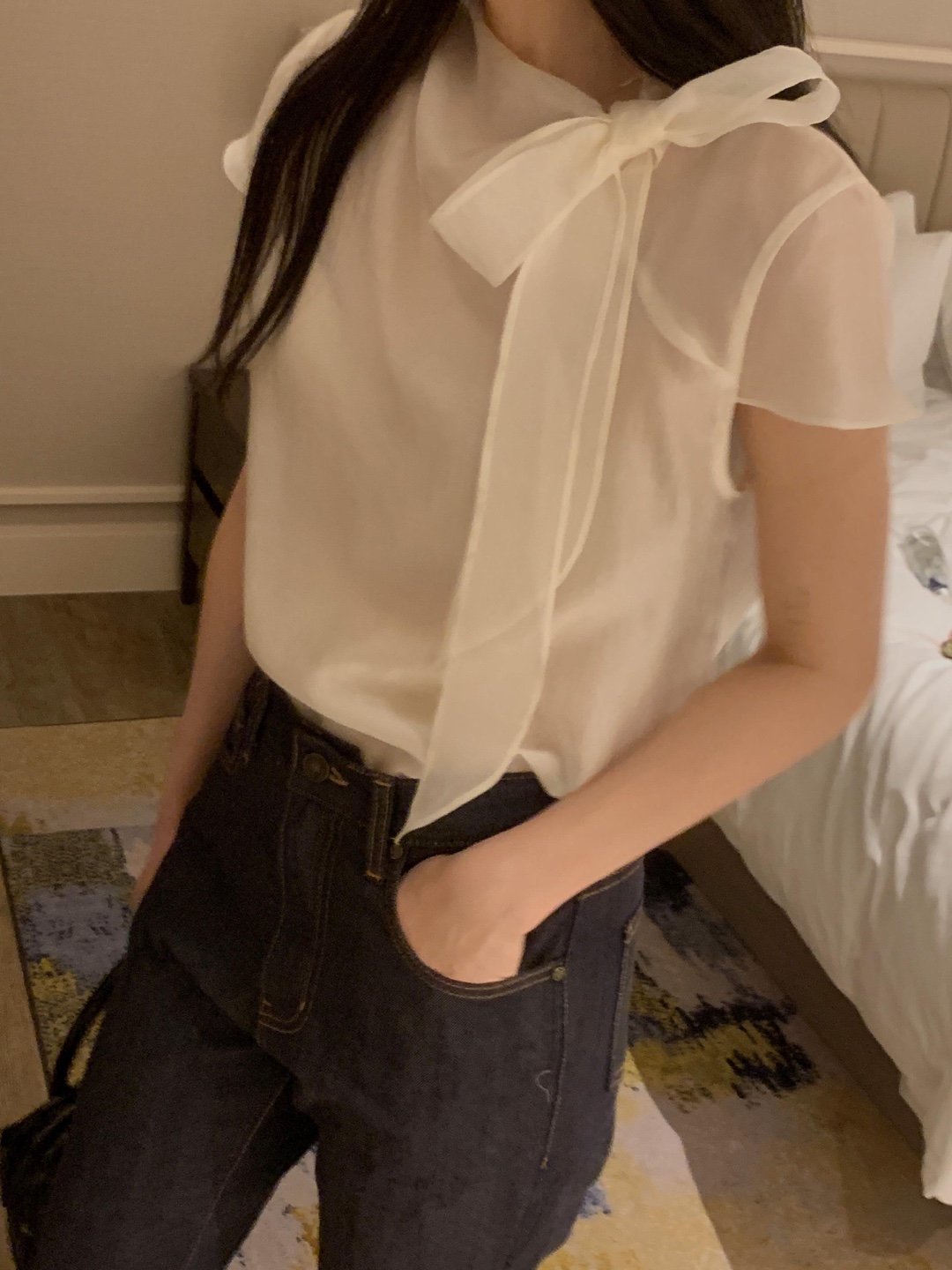 [Best Seller] Ribbon Mock-neck Blouse