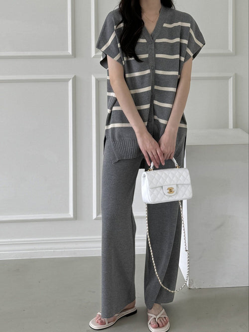 Chic Stripe Knit Two-Piece Set