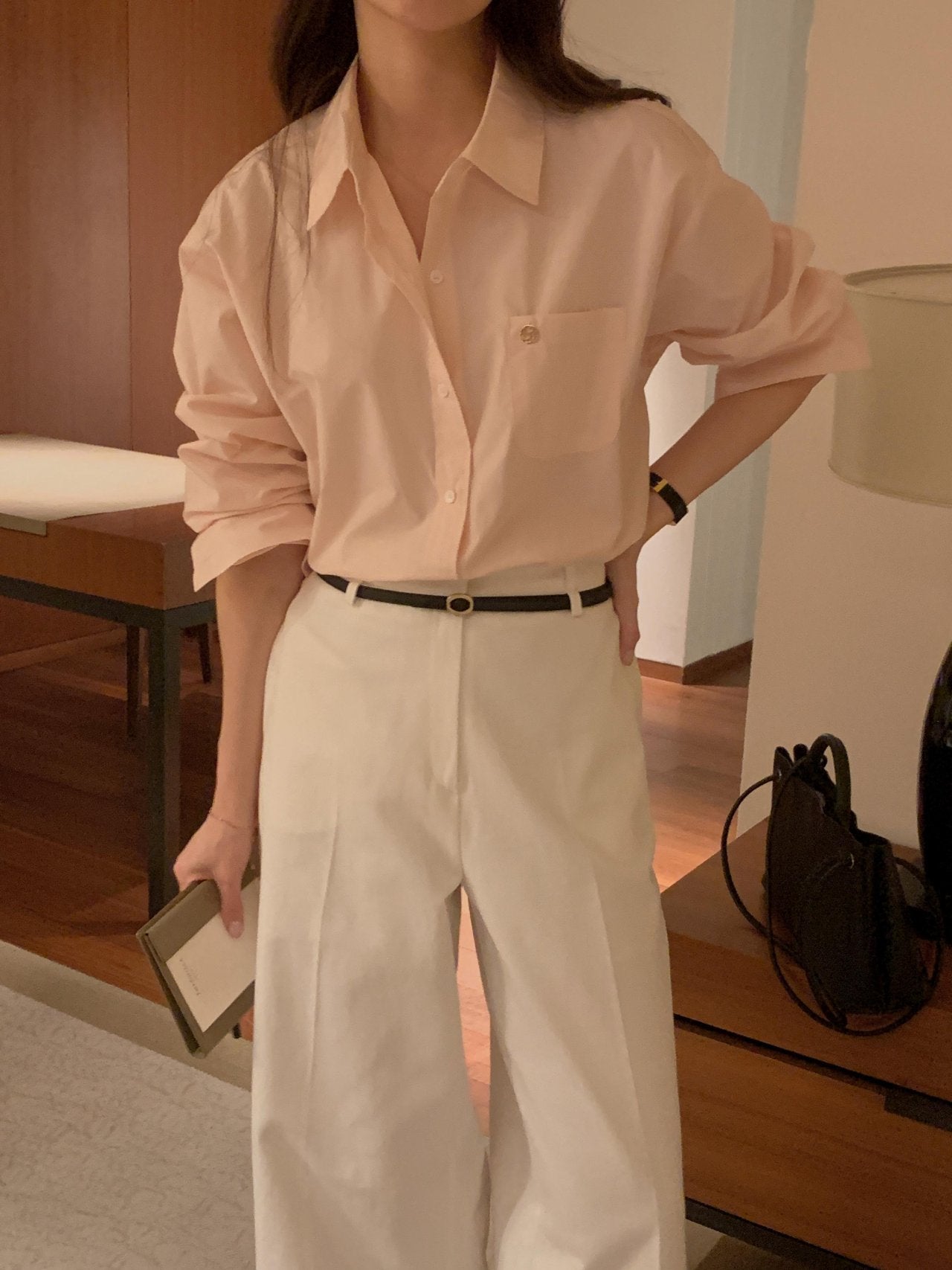 [Best Seller] Essential Cotton Button Down Shirt * Local Delivery: 1–2 Business Days (pink) *