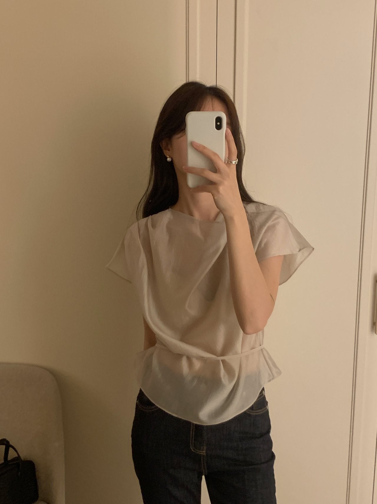 [Best Seller] Petal Sleeve Tencel Blouse