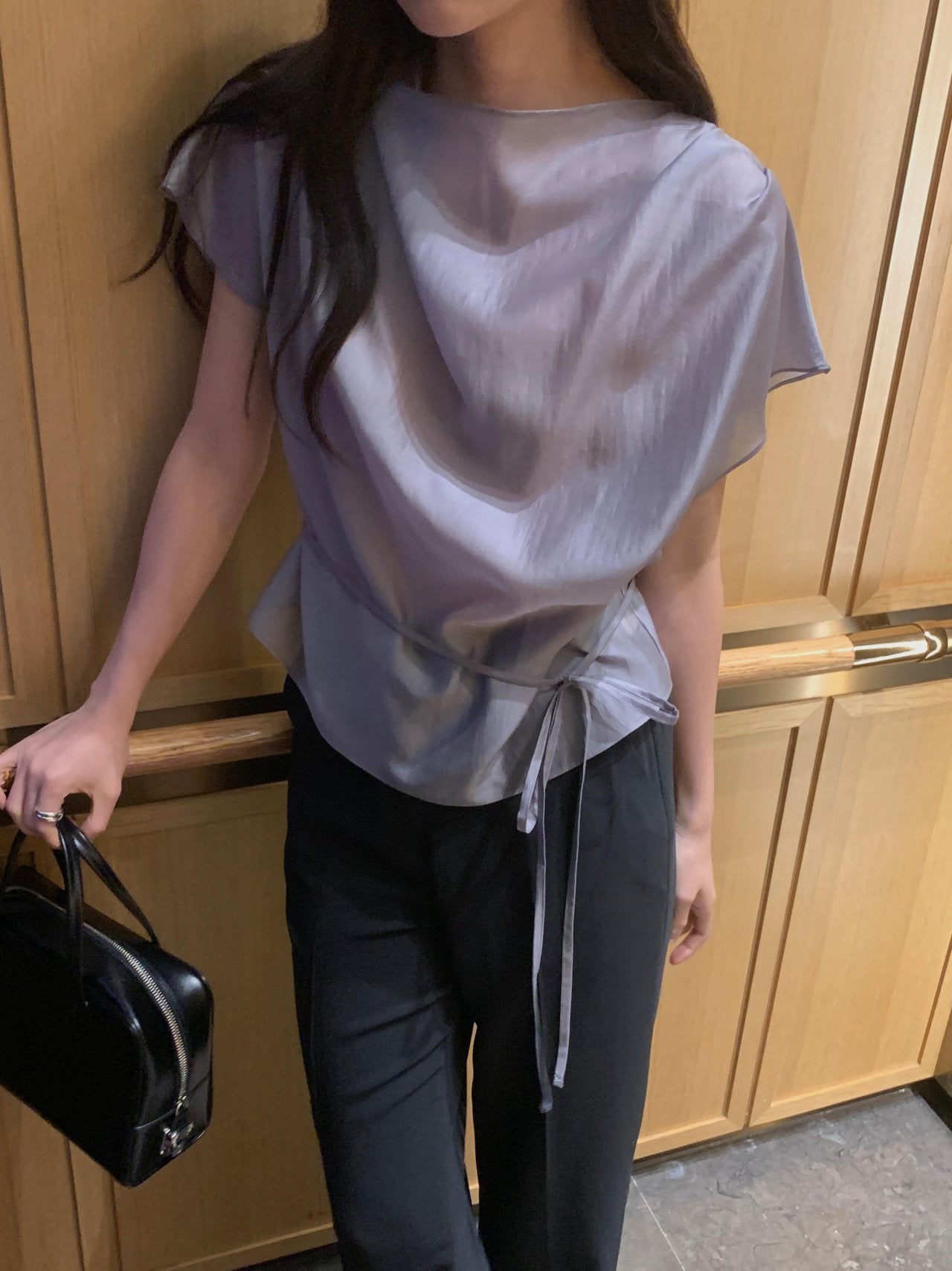 [Best Seller] Petal Sleeve Tencel Blouse