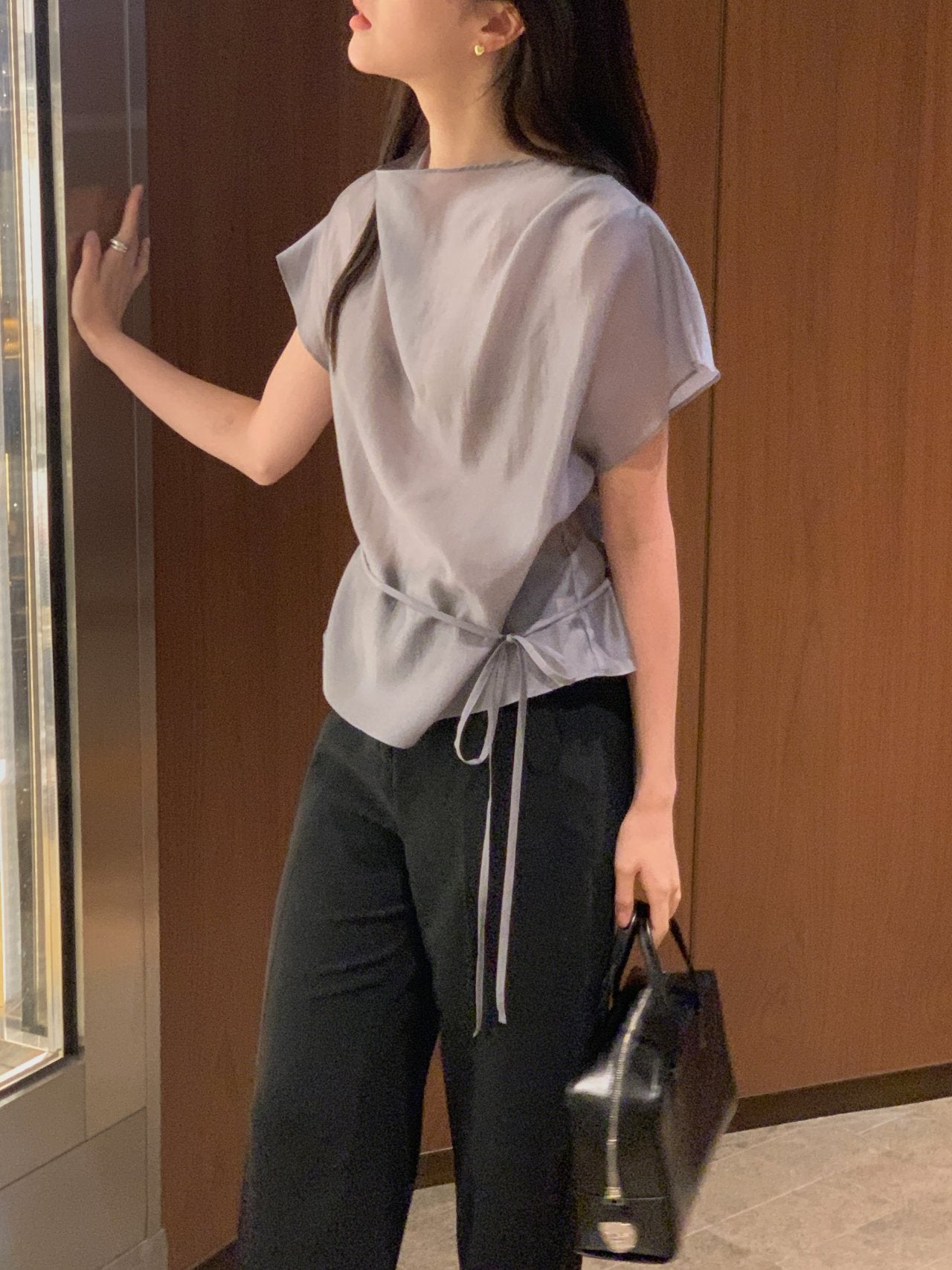 [Best Seller] Petal Sleeve Tencel Blouse