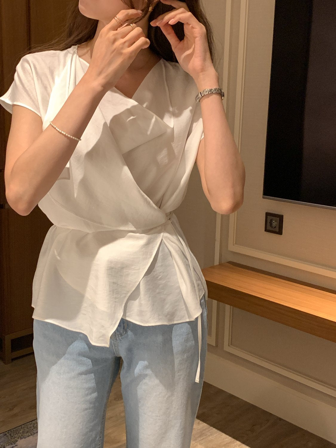 Draped Side-Button Blouse