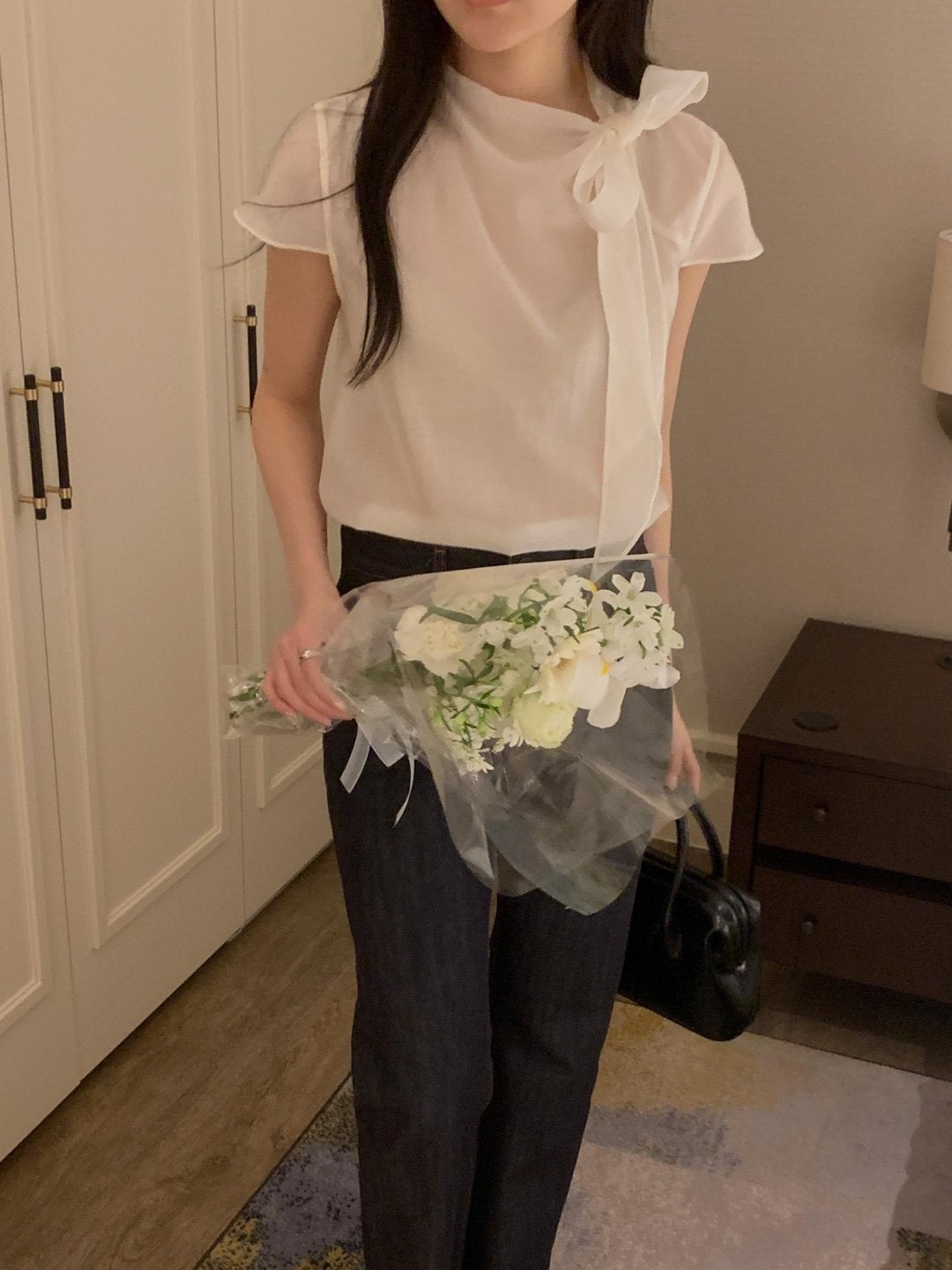 [Best Seller] Ribbon Mock-neck Blouse