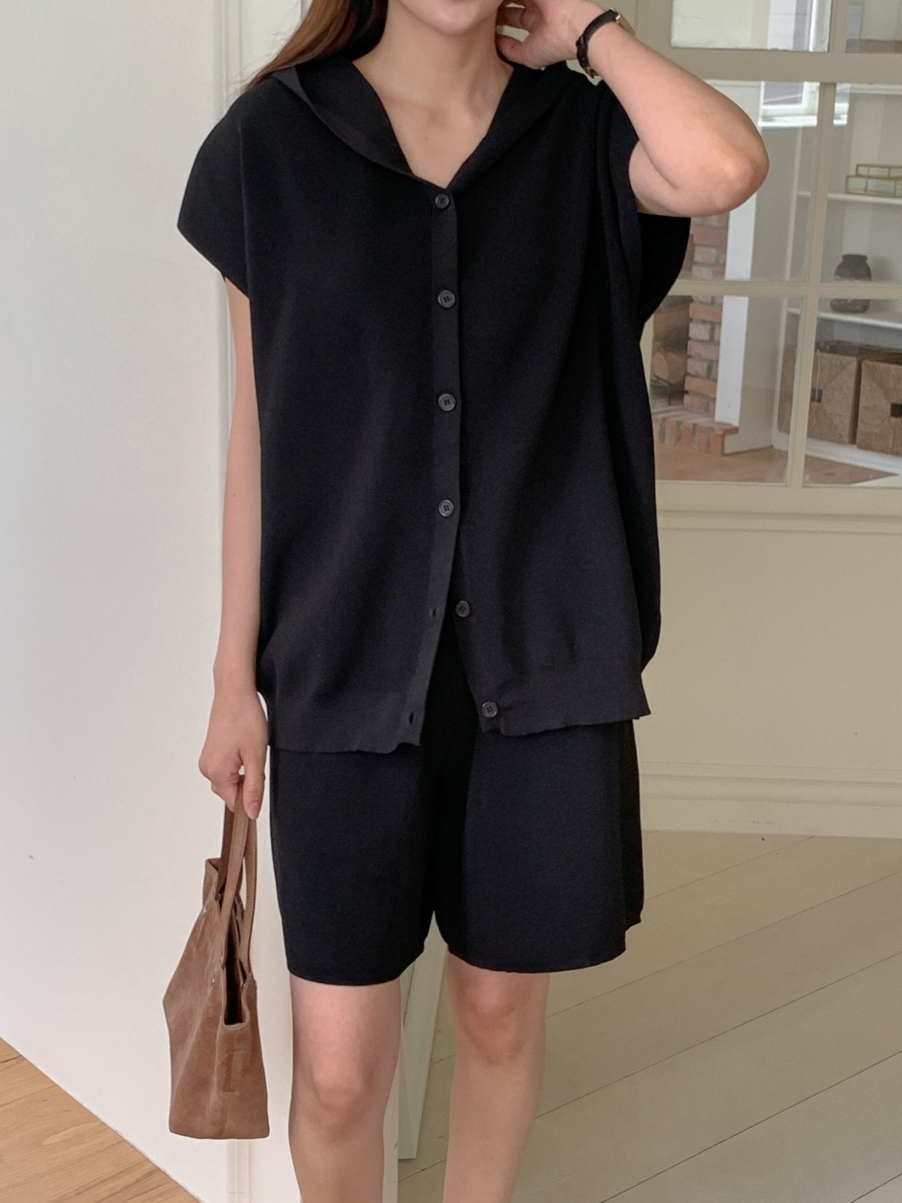 Minimalist Hooded Short Sleeve Set