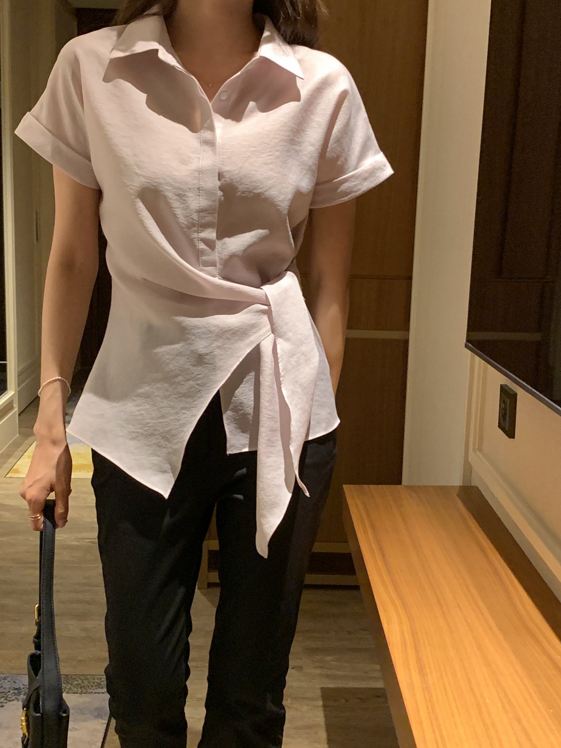 Serene Semi-Open Rolled-Up Wrap Shirt