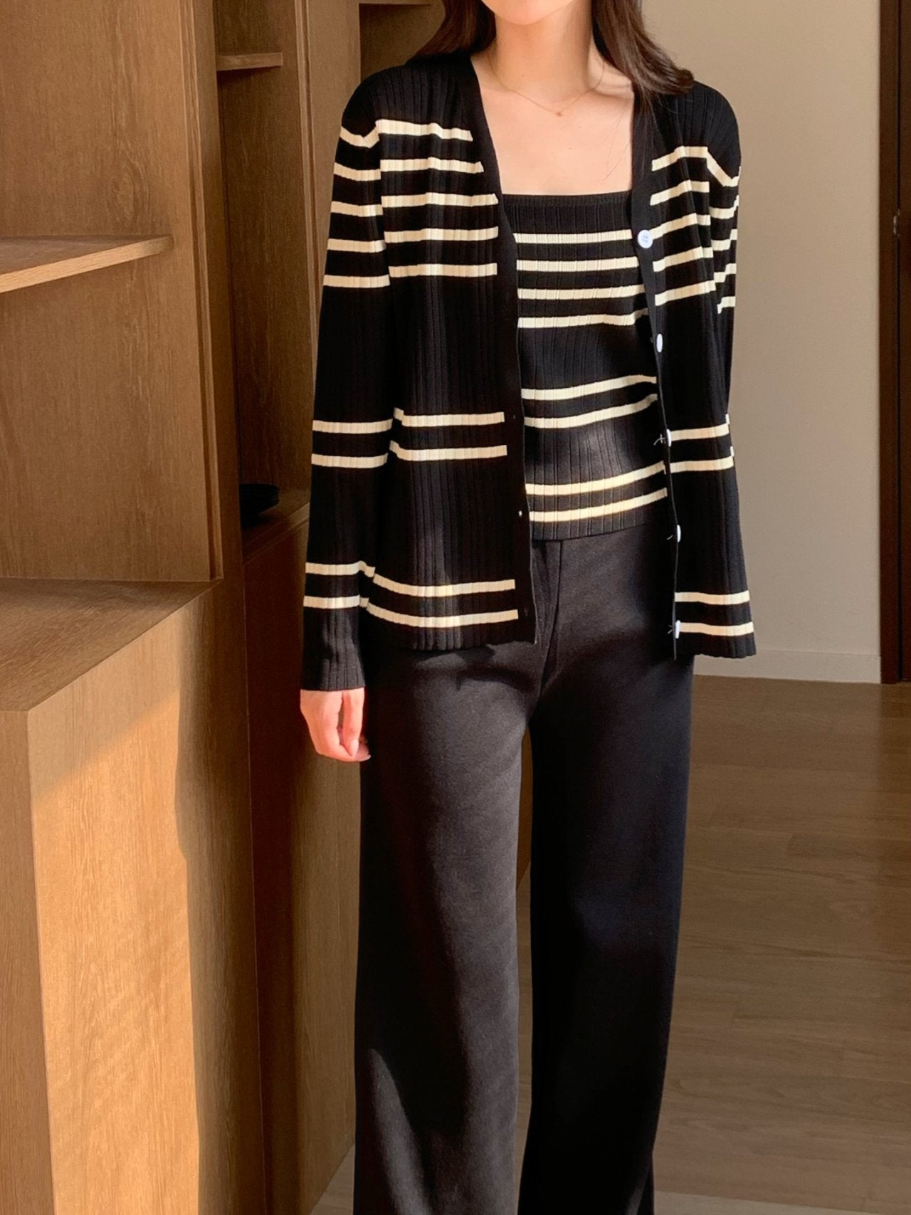 Elegant Stripe Knit 3-Piece Set