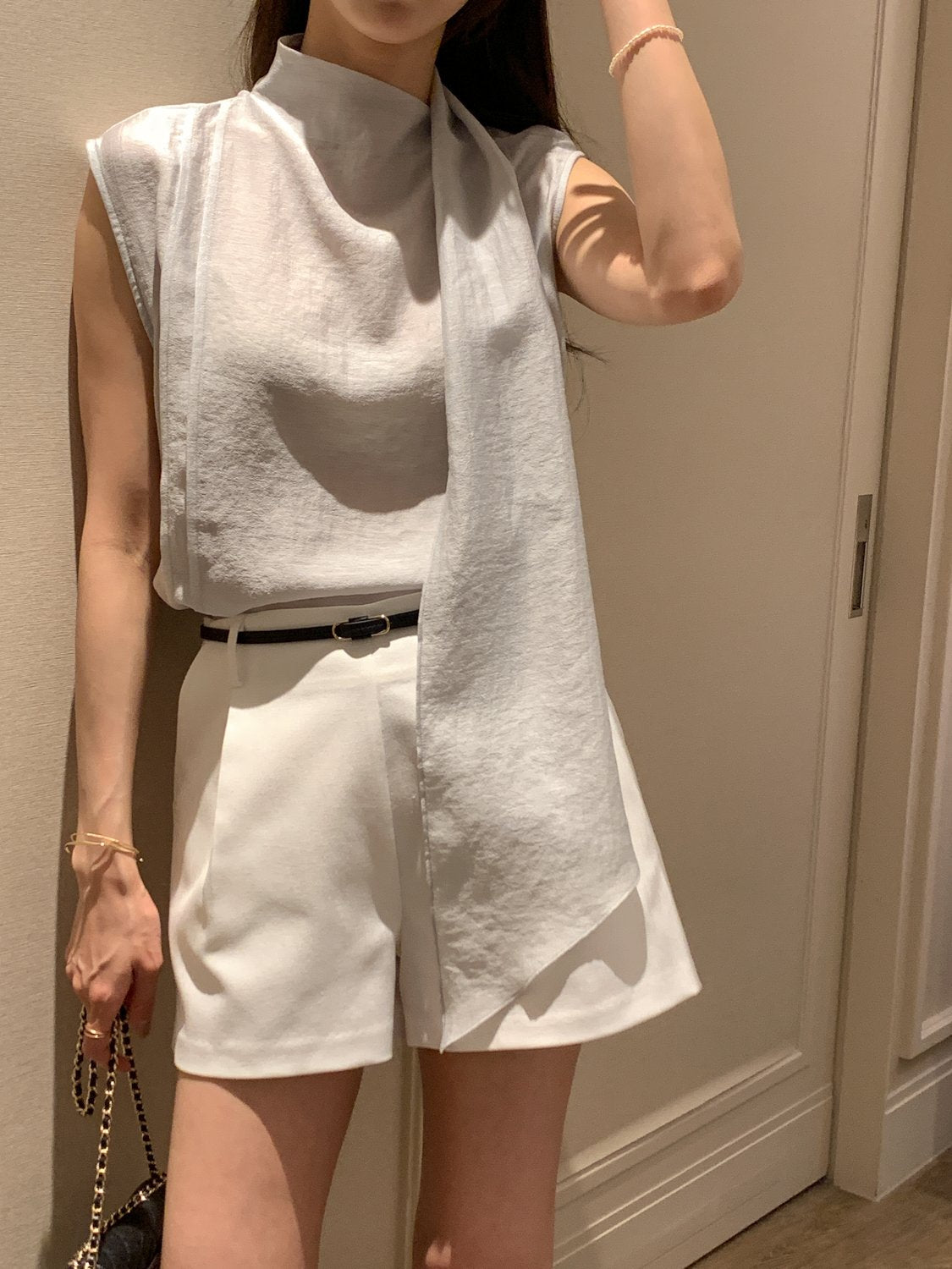 [Best Seller] Scarf Detail Sleeveless Blouse