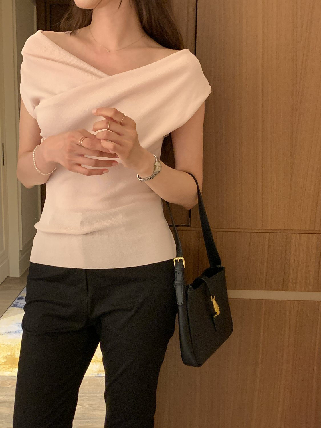 Two-Way Shirred Knit Top