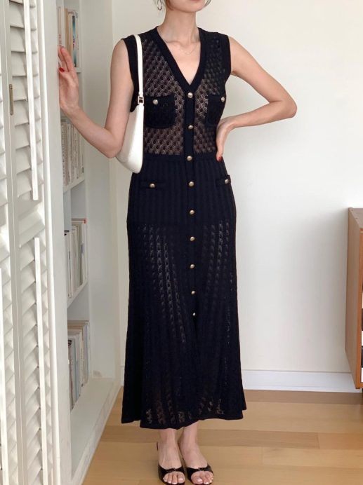 Hexagon Sheer Maxi Dress