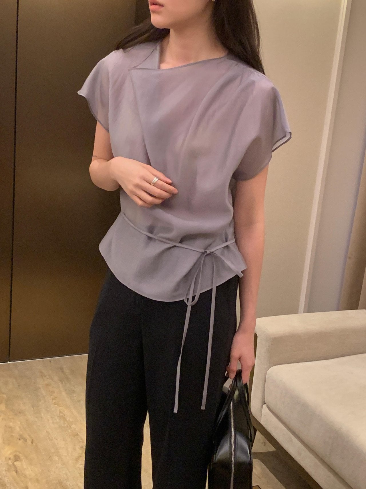 [Best Seller] Petal Sleeve Tencel Blouse