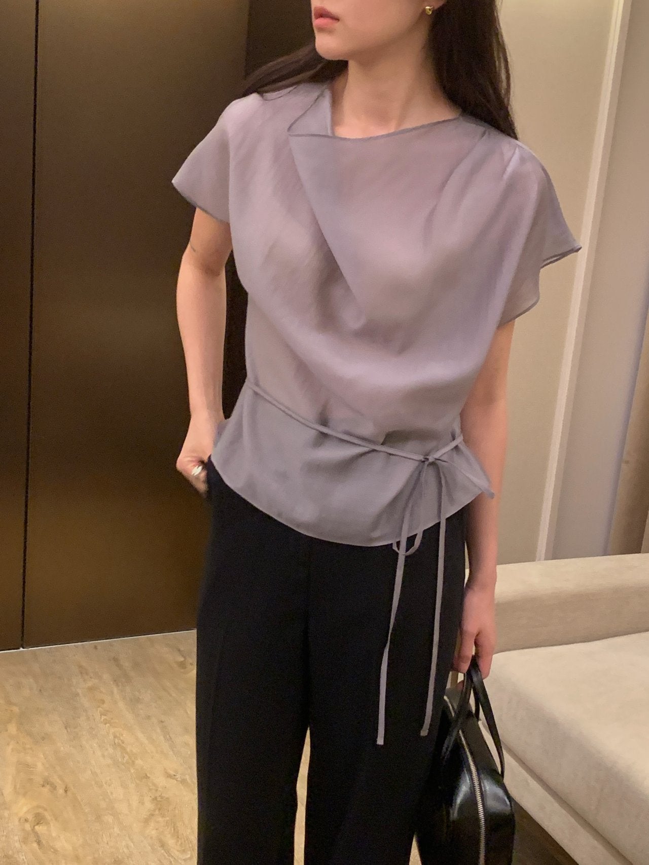 [Best Seller] Petal Sleeve Tencel Blouse
