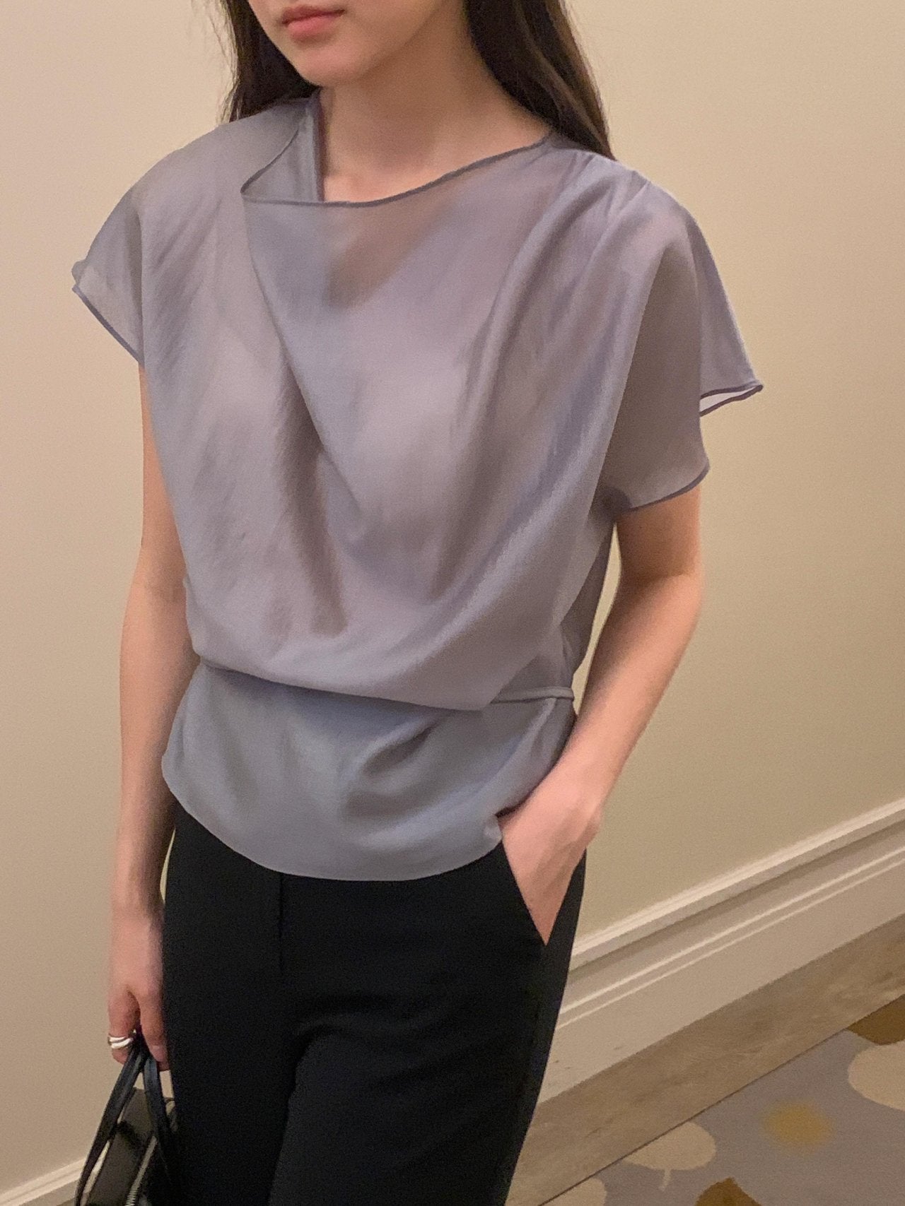 [Best Seller] Petal Sleeve Tencel Blouse