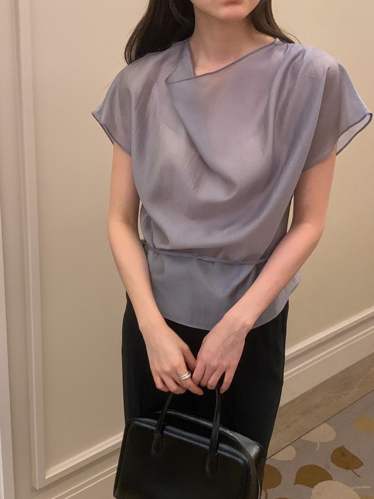 [Best Seller] Petal Sleeve Tencel Blouse