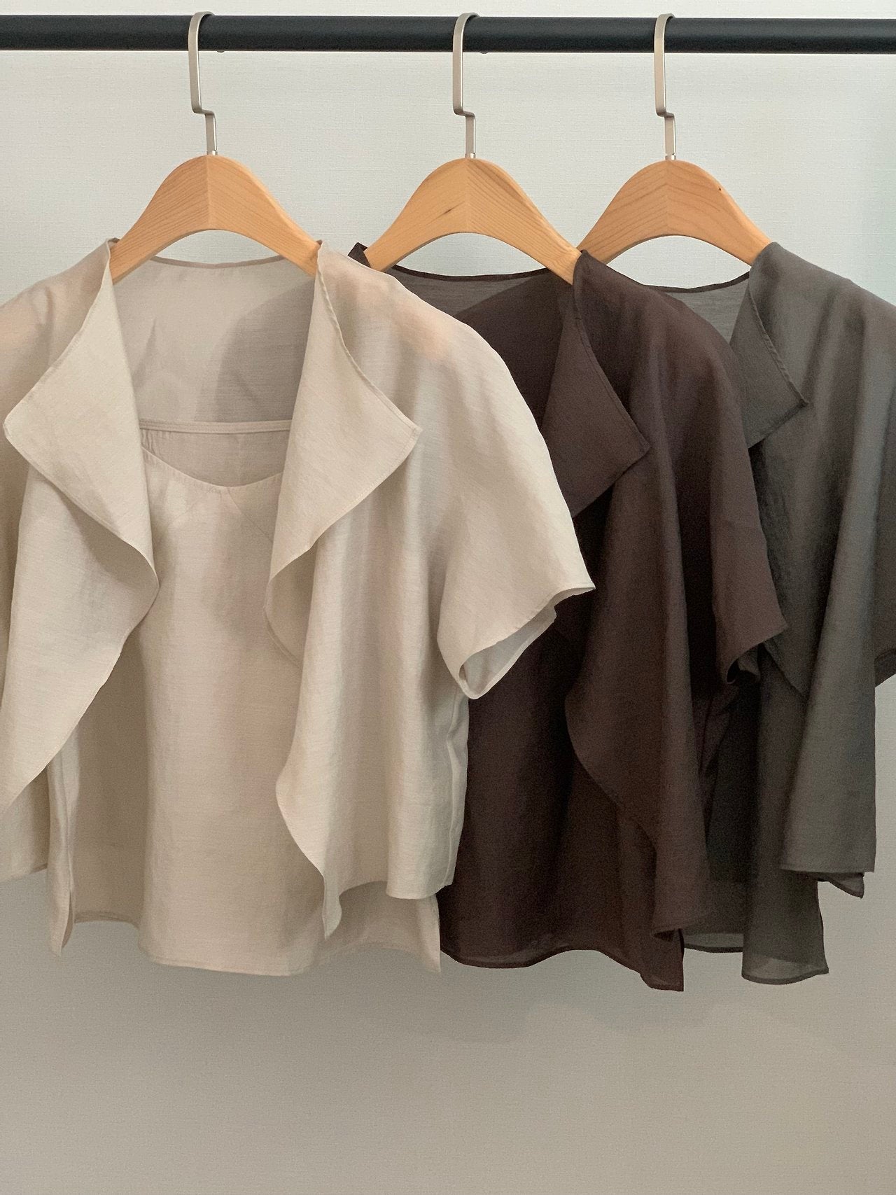 Collar Cardigan & Sleeveless Blouse Set