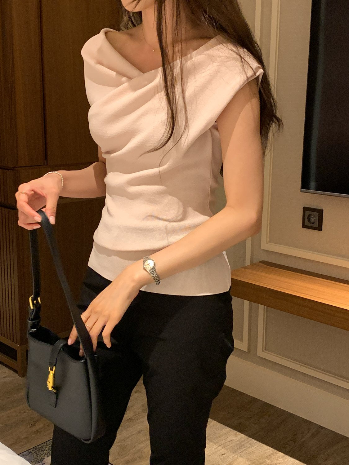 Two-Way Shirred Knit Top