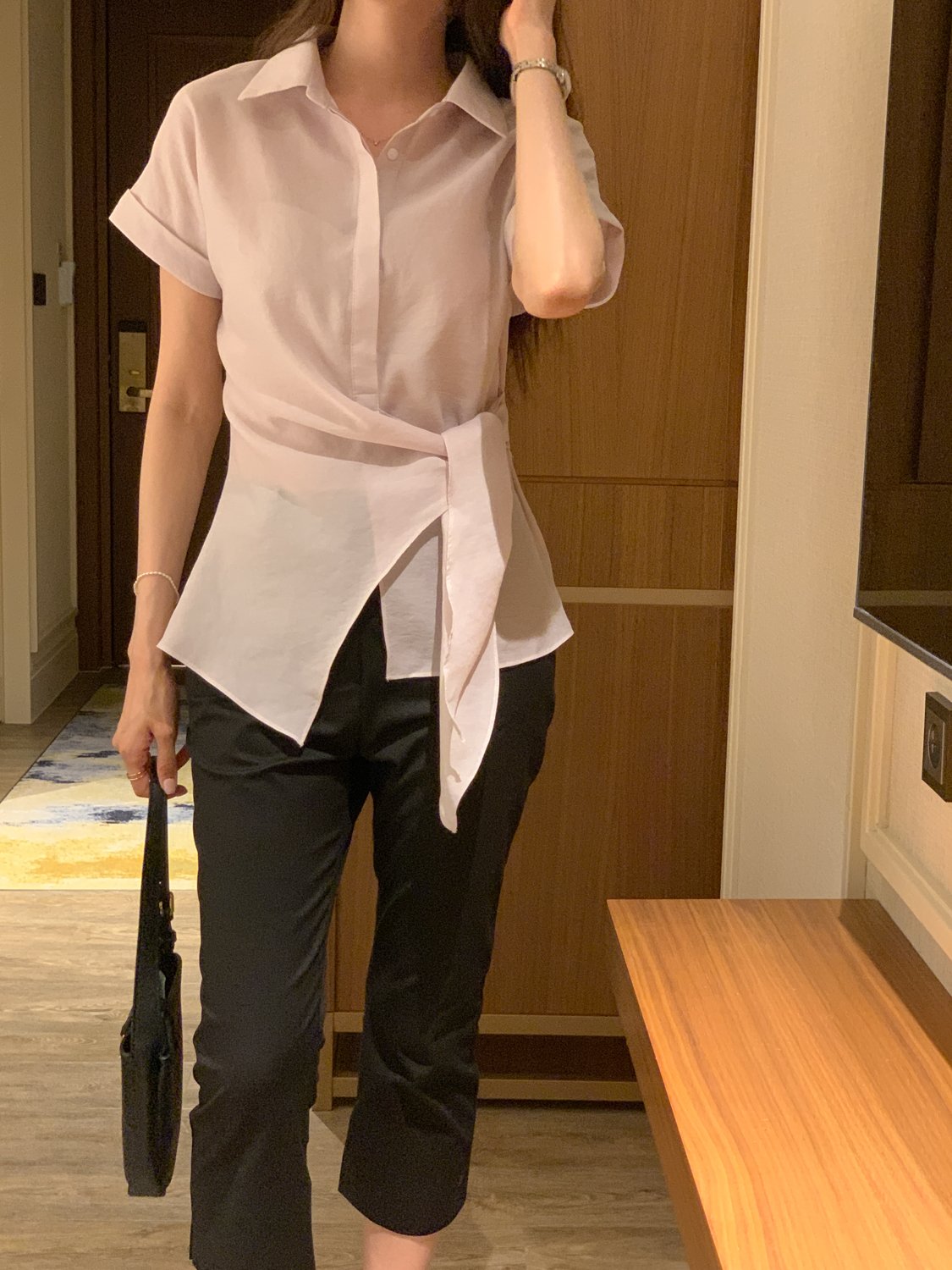 Serene Semi-Open Rolled-Up Wrap Shirt