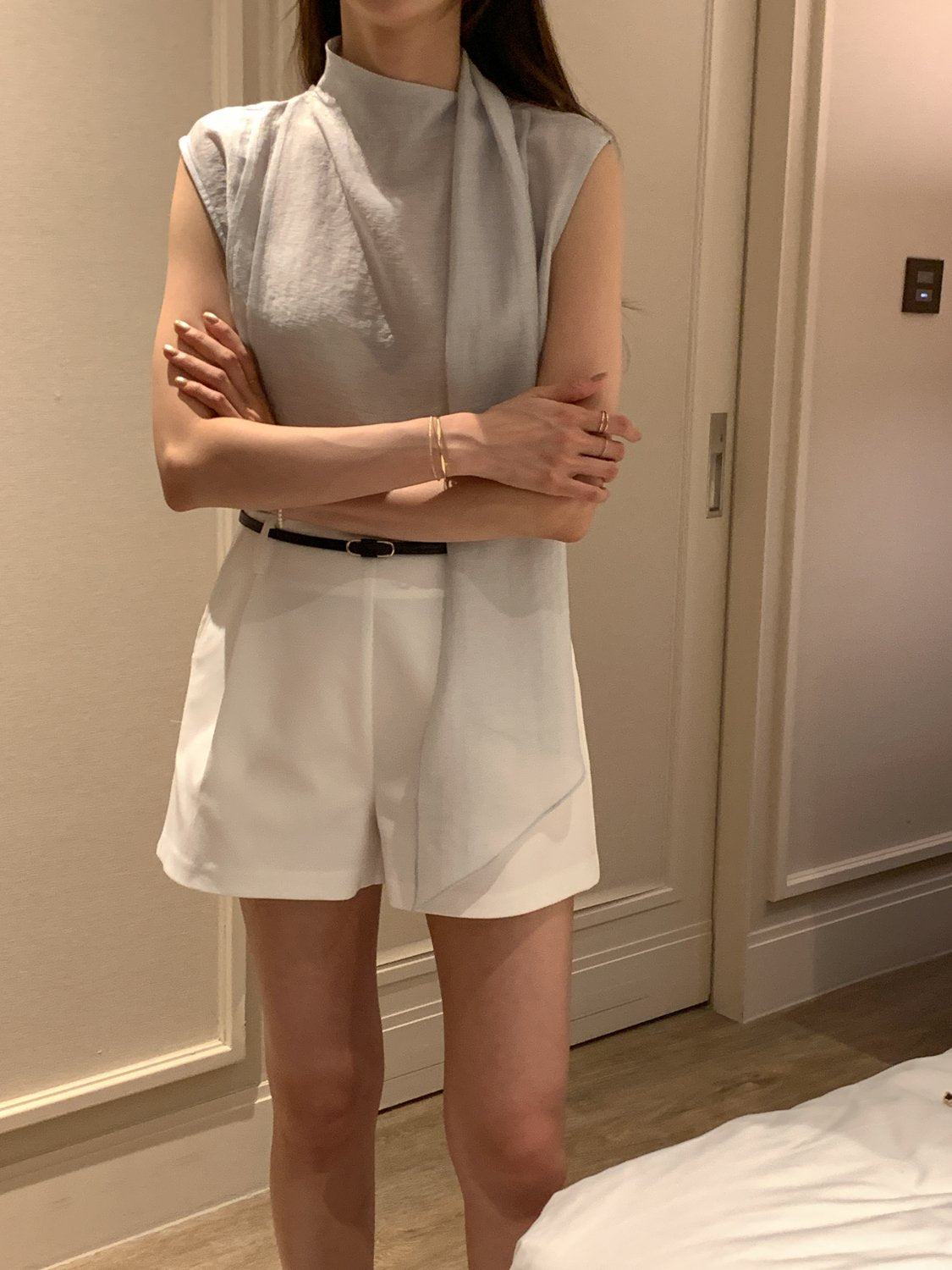 [Best Seller] Scarf Detail Sleeveless Blouse