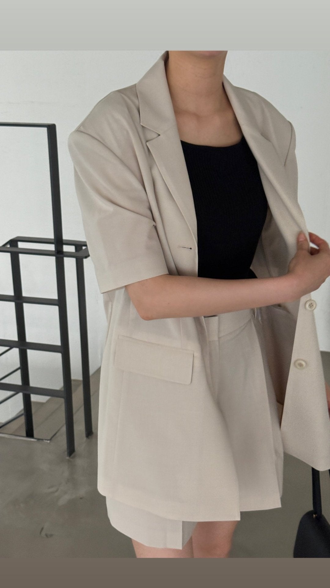 Summer Wool Tailored Suit Set - Light Beige