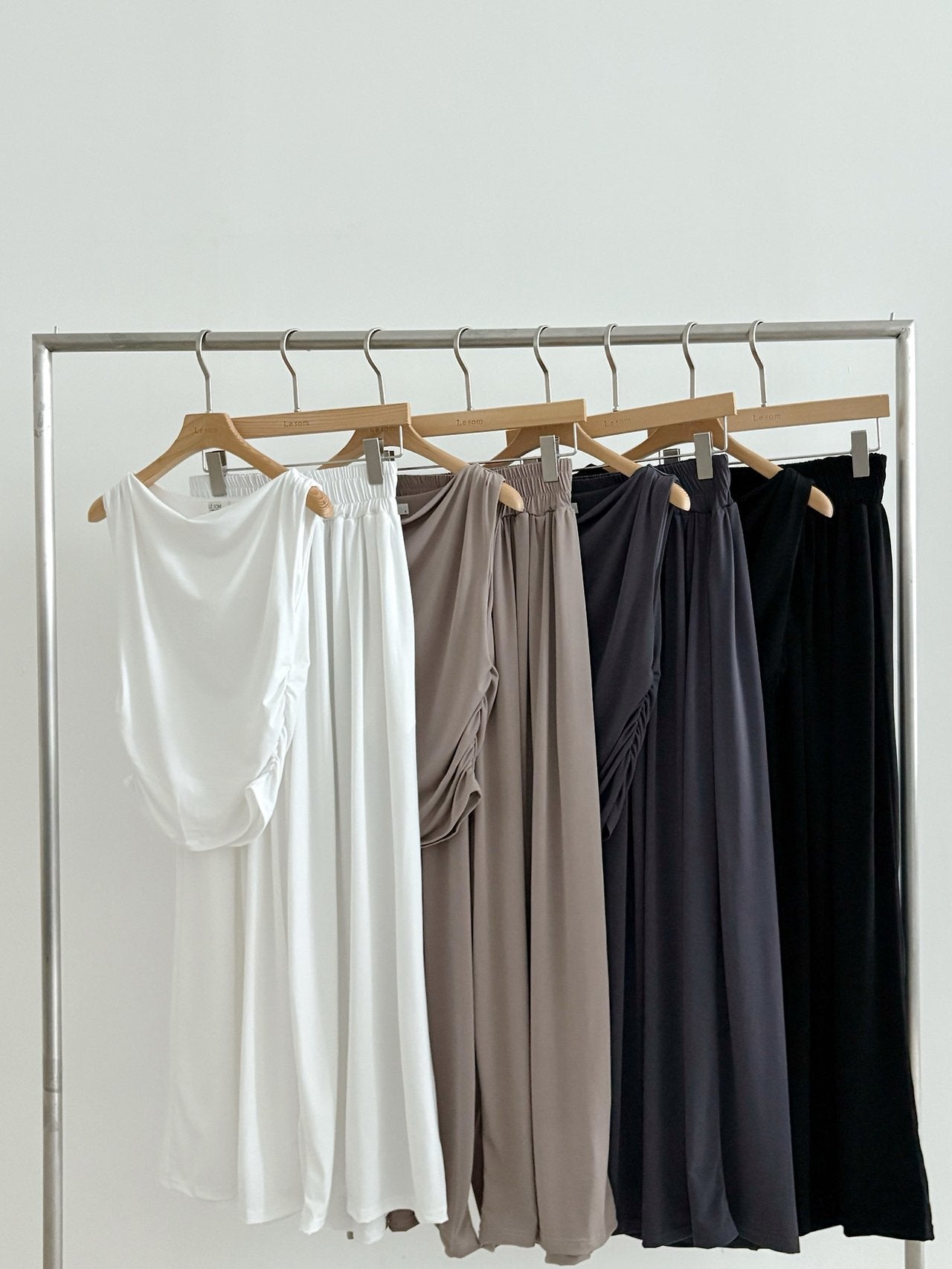 Draped Sleeveless & Wide-Leg Pants Set