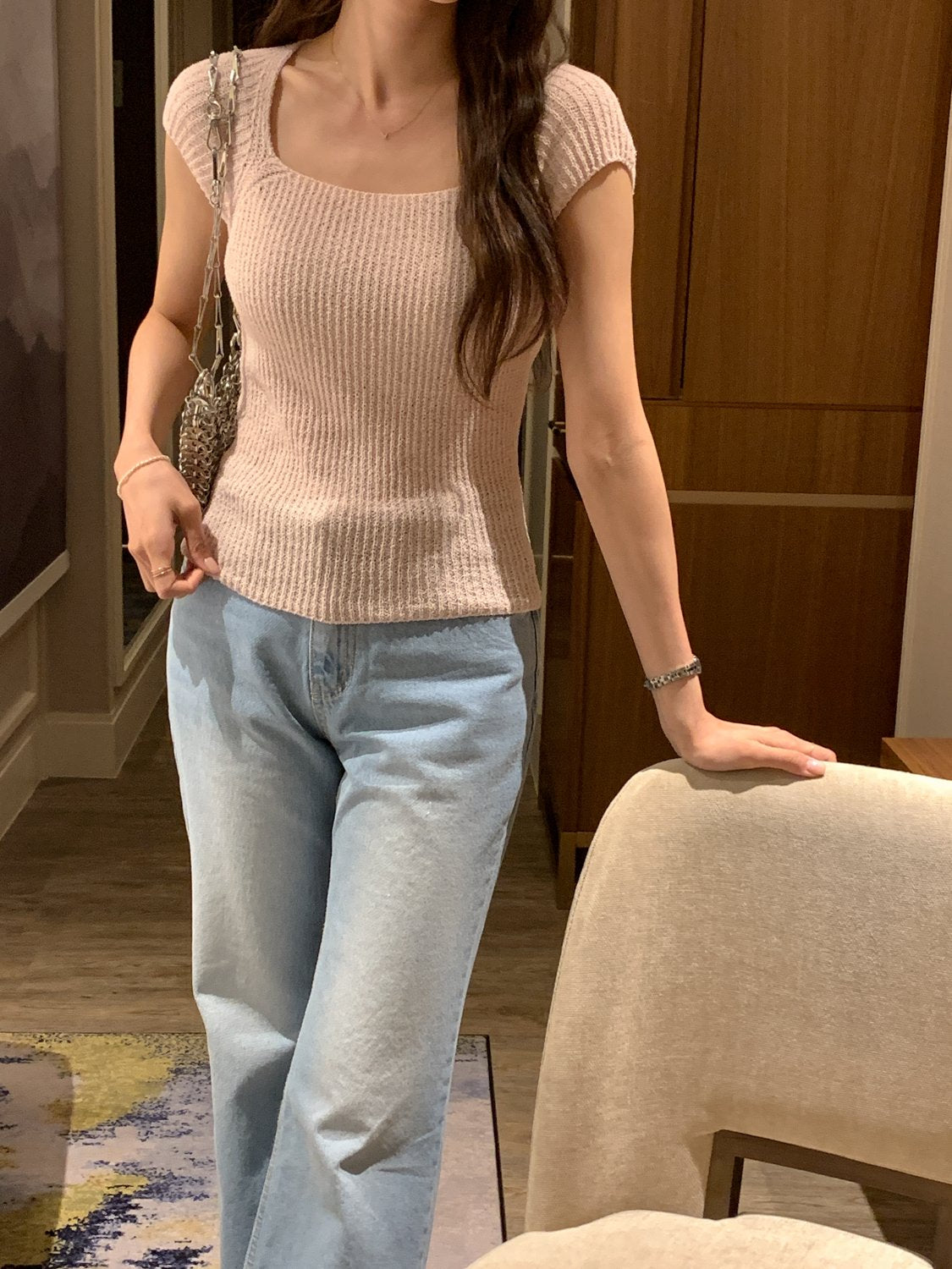 Cap-Sleeve Boatneck Knit