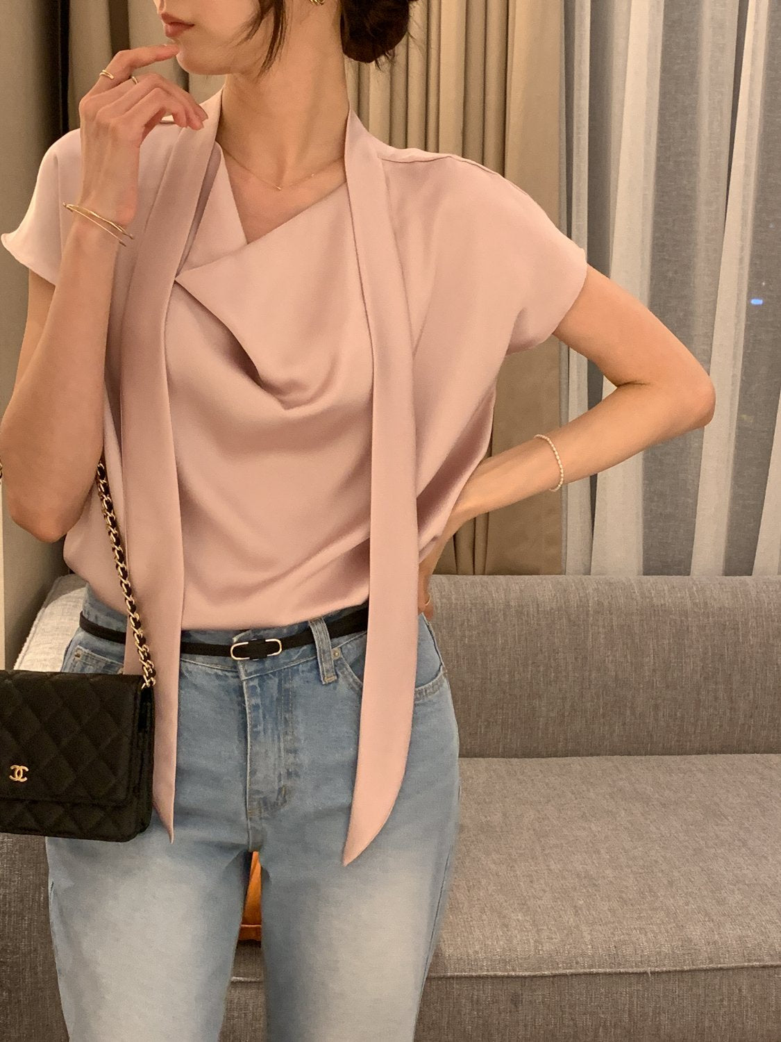 Tie Draping Blouse