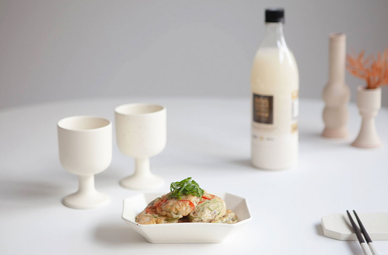 [Handmade Korean Ceramics] 3-Piece Wine Glass + Bowl Set