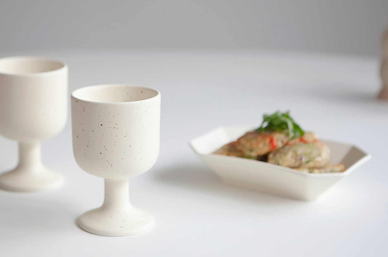[Handmade Korean Ceramics] 3-Piece Wine Glass + Bowl Set