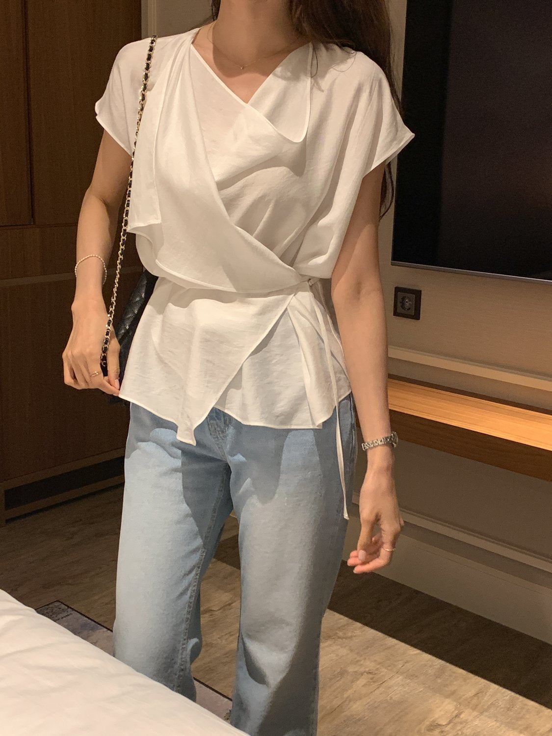 Draped Side-Button Blouse
