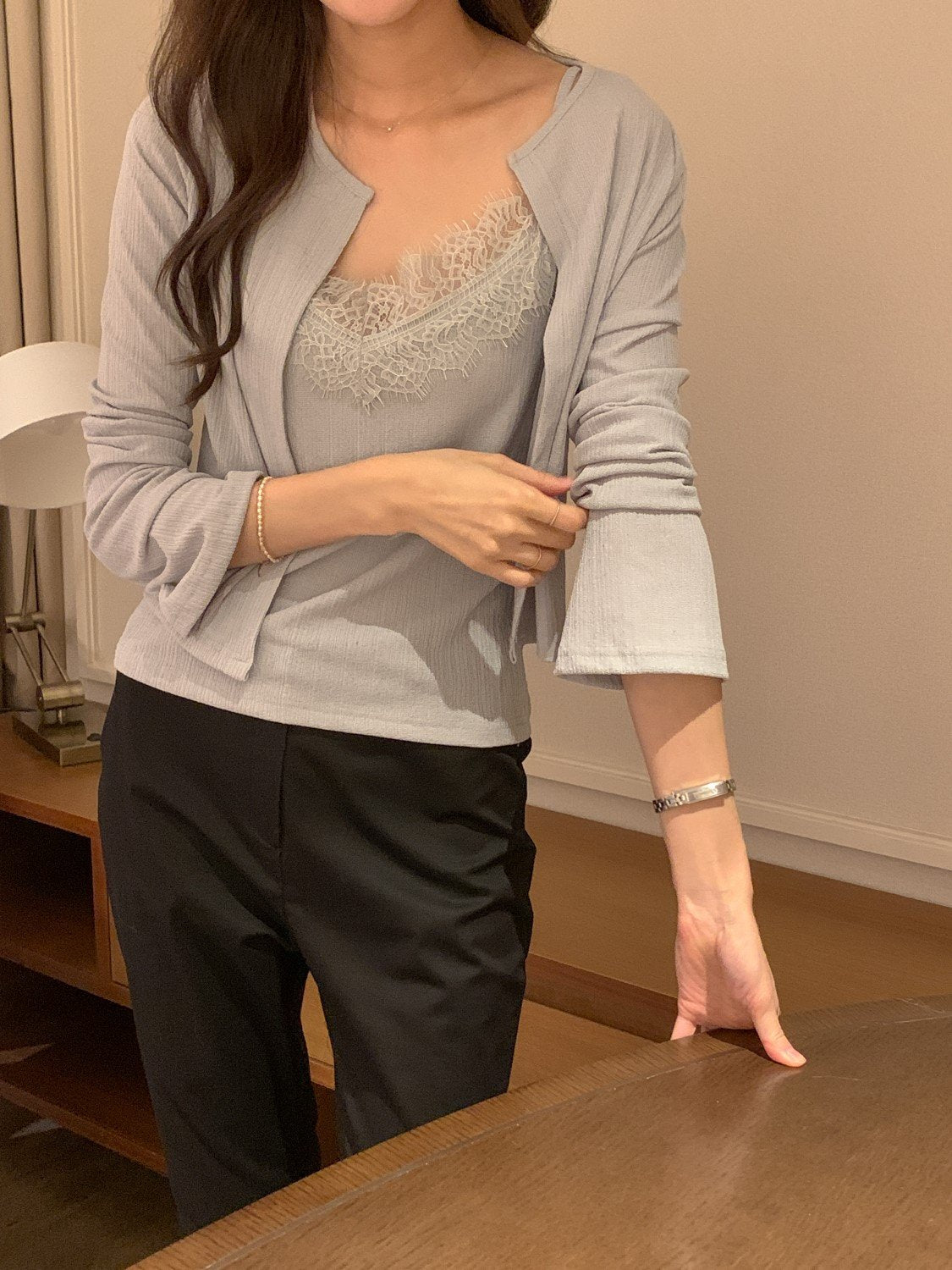 Poje Pleated Lace Set