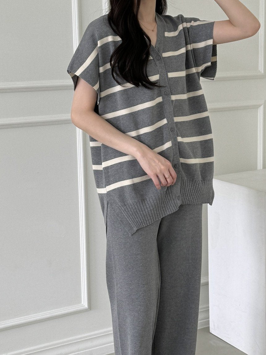 Chic Stripe Knit Two-Piece Set