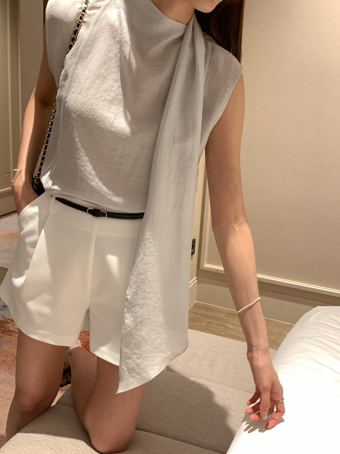 [Best Seller] Scarf Detail Sleeveless Blouse