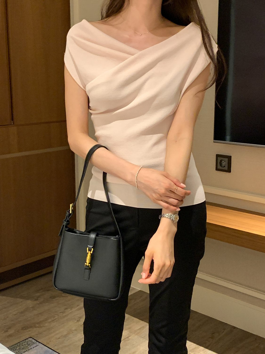 Two-Way Shirred Knit Top