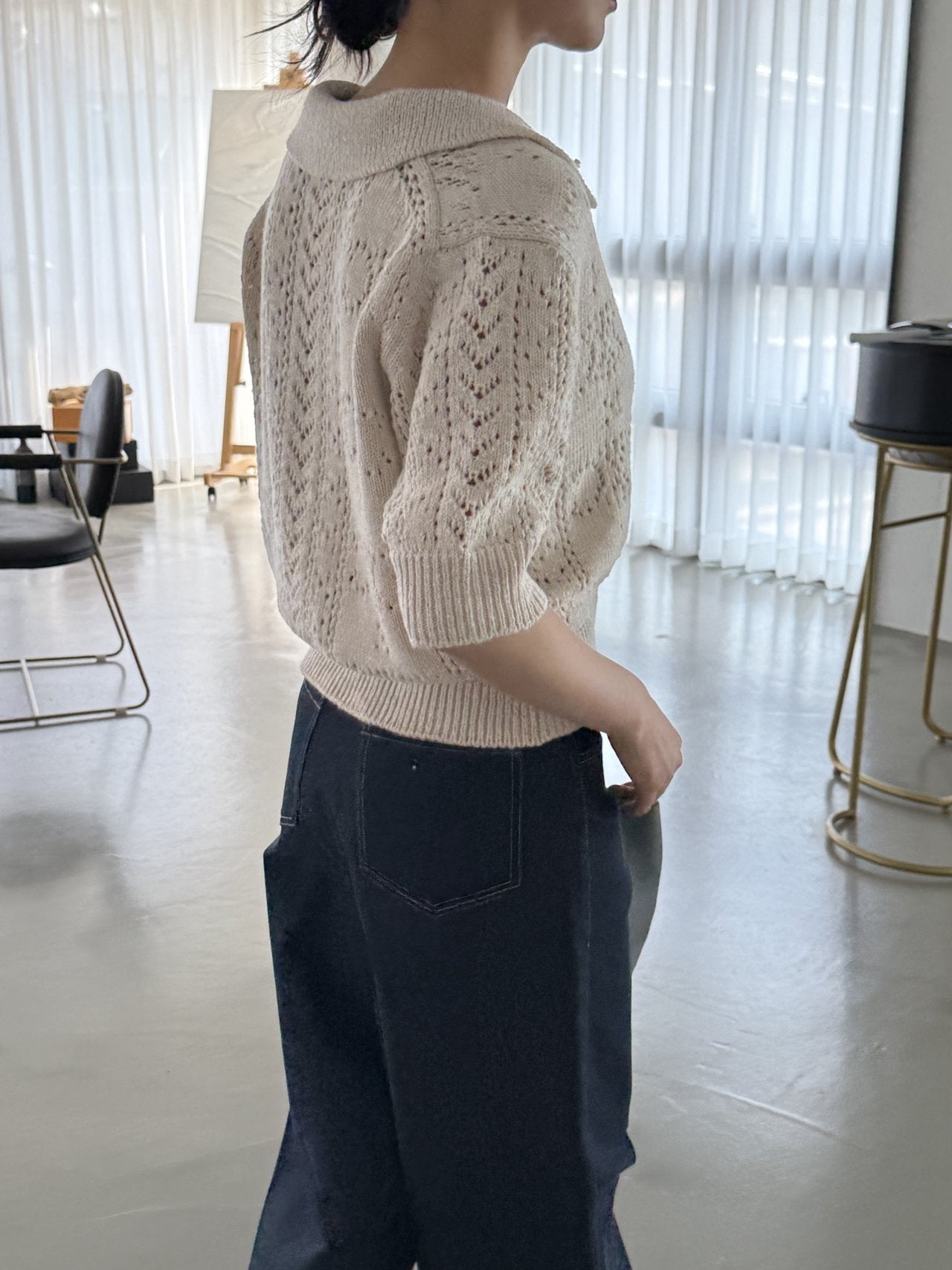 Classic Crochet Cardigan - Cream Oat