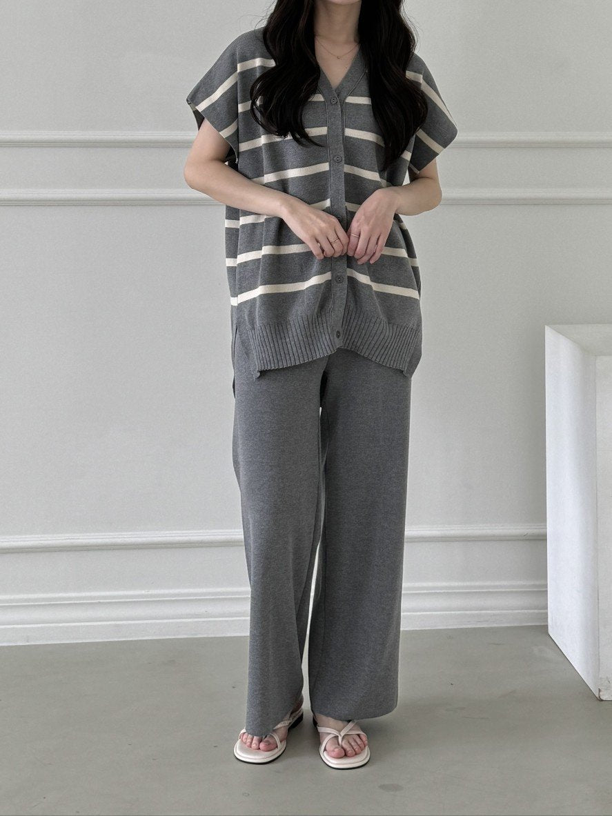 Chic Stripe Knit Two-Piece Set