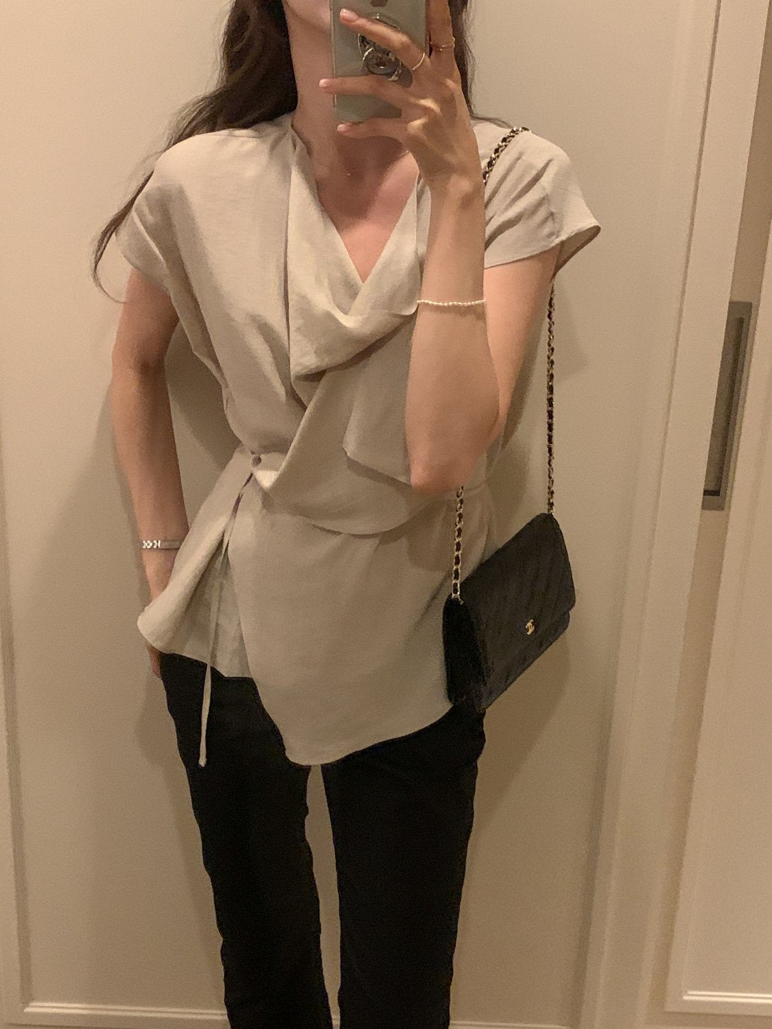 Draped Side-Button Blouse